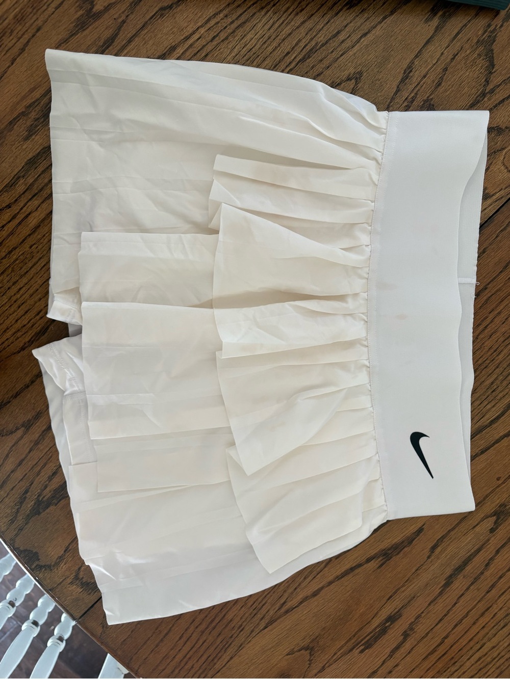 Nike White Pleated Girls' Athletic Skort with Black Swoosh